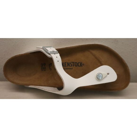 Birkenstock Women's Sz 8 White Leather Gizeh Birko-Flor Sandals - Picture 10 of 13
